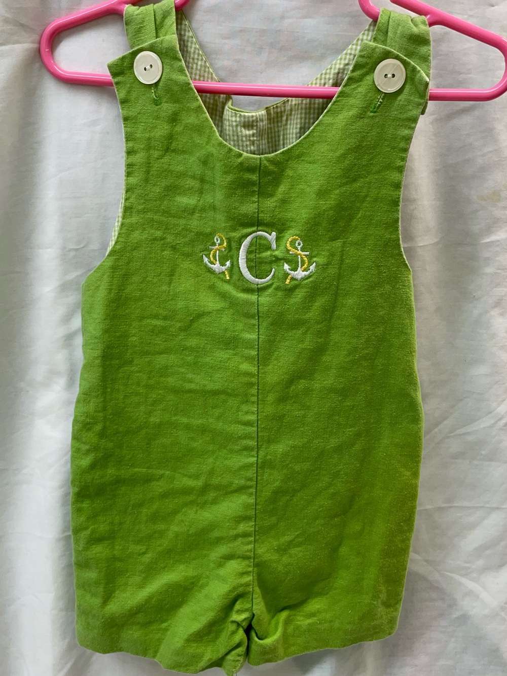 Vintage Rags Land Lime Green Button-Up Dress romper/jumper boys sz 12mos